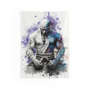 Tapiz de pared Jiu Jitsu Skeleton Fighter - BJJ Art Decor - Regalo brasileño - Artes marciales - Jujitsu Gi - V27
