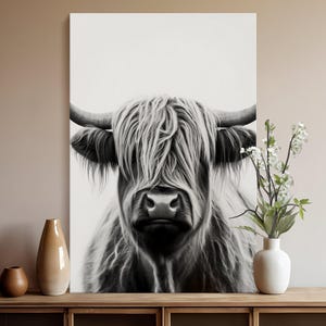 Highland Cow Wall Art, Rustic Animal Print, Digital Download, Farmhouse Decor, Highland Cattle Printable, Animal Photography Art