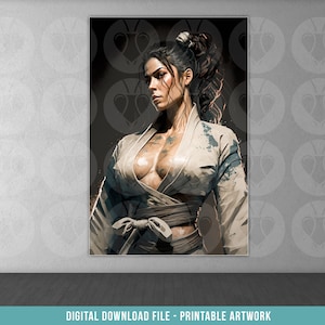 Jiu Jitsu Female Gi Printable File Poster - BJJ Wall Art - Girls Brazilian Jujitsu - Martial Arts Digital Download - V9