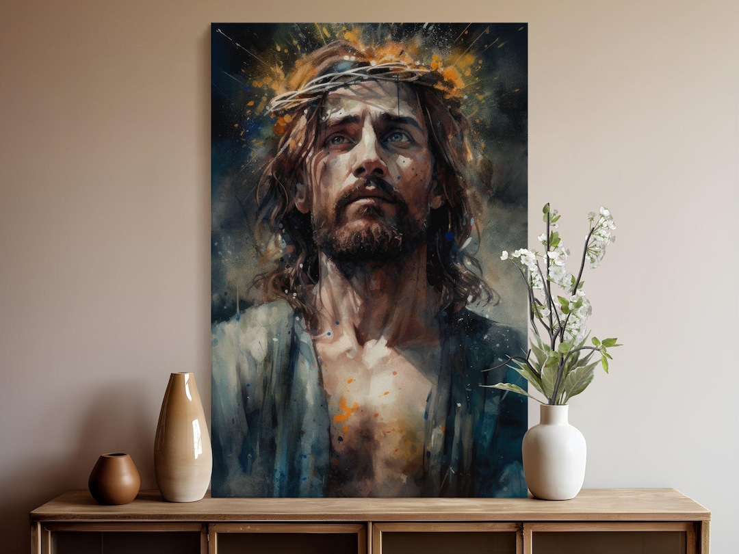 Jesus Christ Portrait Canvas Wall Art, Custom Christian Home Decor ...