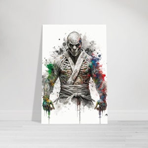 Jiu Jitsu Poster - Martial Arts - JuJitsu - Brazilian Jiu-Jitsu Wall Art - Decor Gifts - BJJ Print - Skeleton - V3