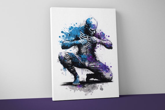 Jiu Jitsu Skeleton Fighter Mounted Canvas - BJJ Wall Art