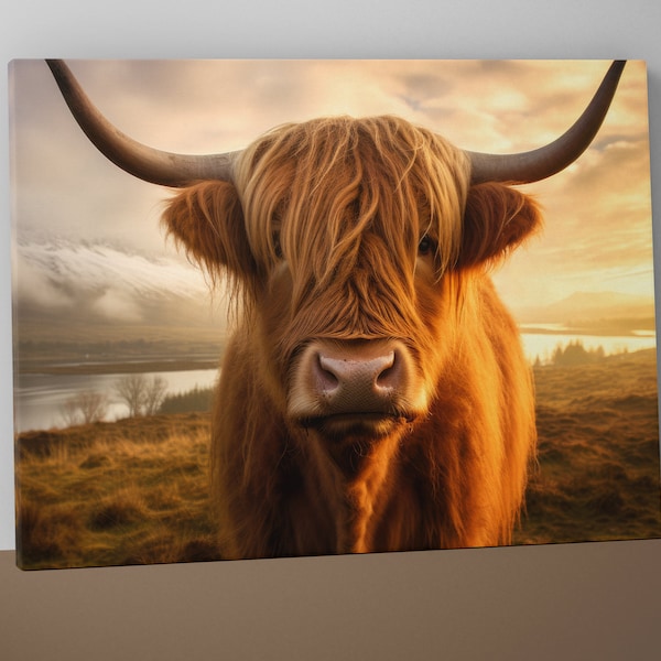 Highland Cow Wall Art | Highland Cow Poster | Extra Large Wall Art | Highland Cow Decor - V39