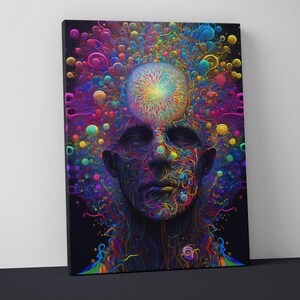 Trendy Wall Art Mounted Canvas - Psychedelic Art - Groovy Wall Art - Trippy Decor - Funky Wall Art - V77