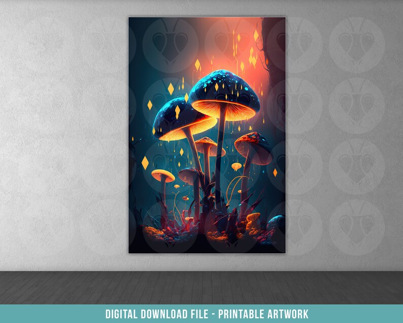 Colorful Mushroom Printable File Poster Psychedelic Wall Art - Etsy