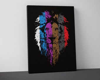Lion Jiu Jitsu Mounted Canvas -  BJJ - Wall Art Print - Brazilian Jujitsu - Belts