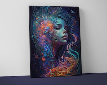 Psychedelic Woman Canvas Art – Trippy Wall Decor