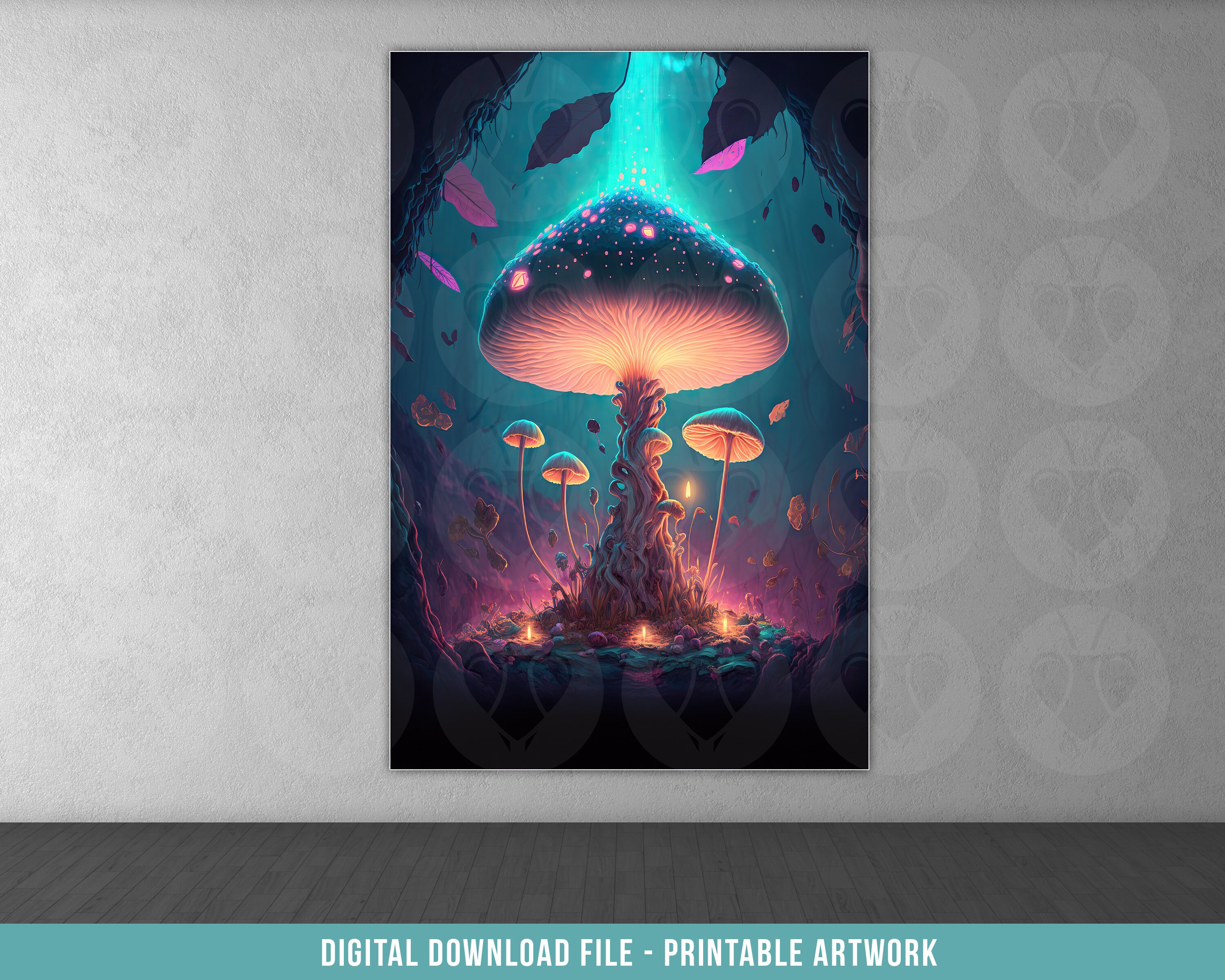 Colorful Mushroom Printable File Poster - Psychedelic Wall Art ...