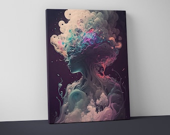 Trippy Woman Psychedelic Art – Mounted Canvas Print