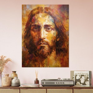 Jesus Christ Poster Wall Art - Modern Christian Catholic Decor - Christ Portrait Painting - UNFRAMED - V7