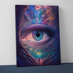 Psychedelic Print Mounted Canvas - Trippy Wall Art - Groovy Decor - Trendy Wall Art - Funky Art - V70
