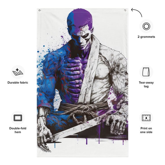 Jiu Jitsu Skeleton Flag - BJJ Wall Art Decor - Brazilian Gift