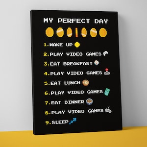 Perfect Day Mounted Canvas Print - Video Game Decor - Gaming Large Wall Art - Boys Room - Gamer Arcade Man Cave