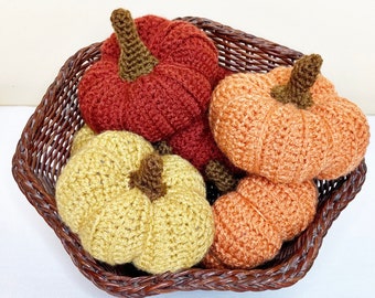 Crochet Pumpkin Handmade Gourd Plushie Fall Decor Thanksgiving Decoration Orange Yellow