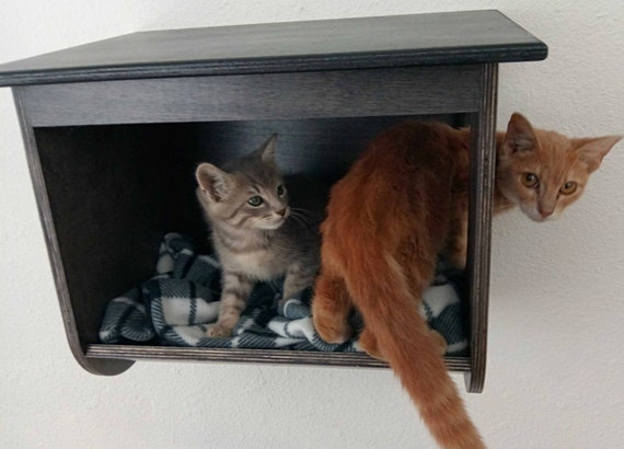 Wall Mounted Cat Bed Cottage Various Colors Small Animal Pet House Climbing Wall Steps Shelfs Shelves Perches Platforms Furniture Supplies