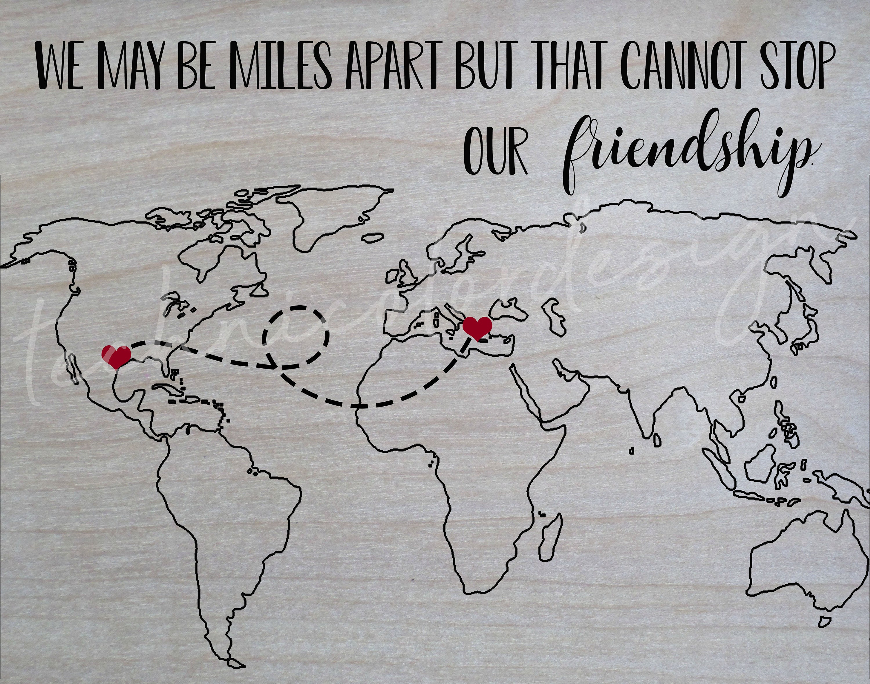 Personalized Long Distance Map Digital Download Etsy