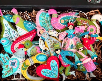 Twelve Days Ornaments, Complete Set- Made to Order