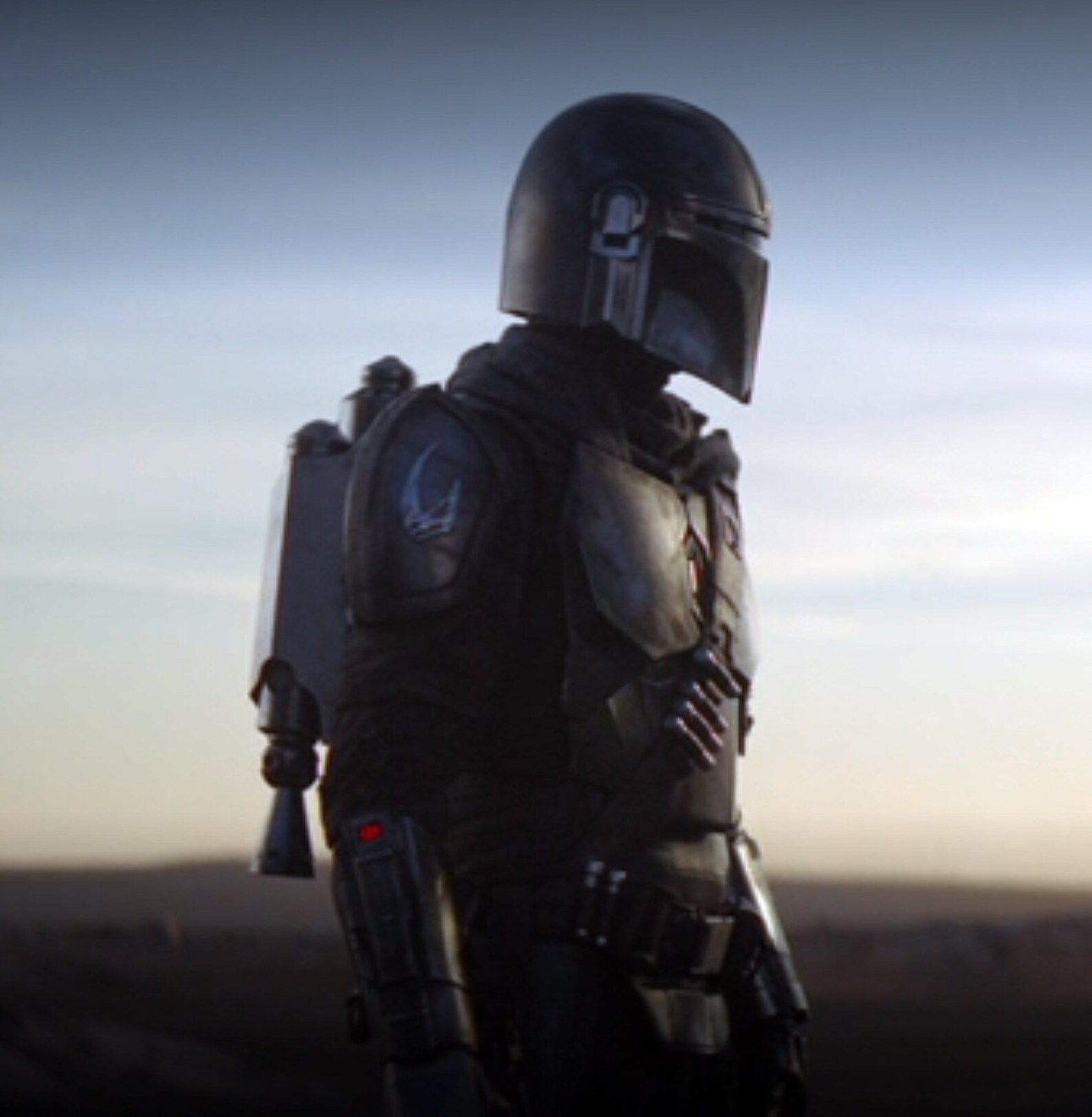mandalorian flying with blaster
