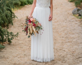 Tulle skirt, bridal skirt for registry office, wedding skirt, soft tulle skirt, ivory, length maxi (6 m maxi)