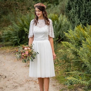 Tulle skirt, bridal skirt, wedding skirt, soft tulle skirt, skirt for registry office, ivory, knee length 4j mini image 1