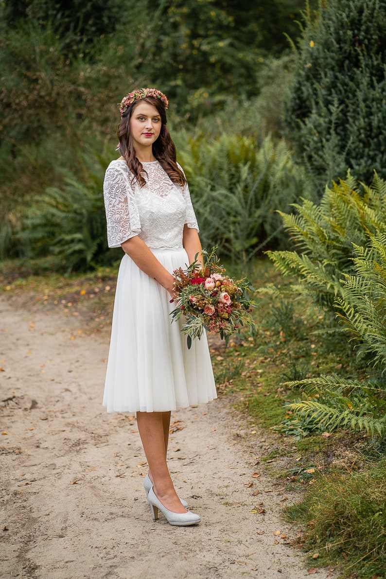 Tulle skirt, bridal skirt, wedding skirt, soft tulle skirt, skirt for registry office, ivory, knee length 4j mini image 2