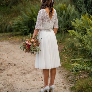 Tulle skirt, bridal skirt, wedding skirt, soft tulle skirt, skirt for registry office, ivory, knee length 4j mini image 3