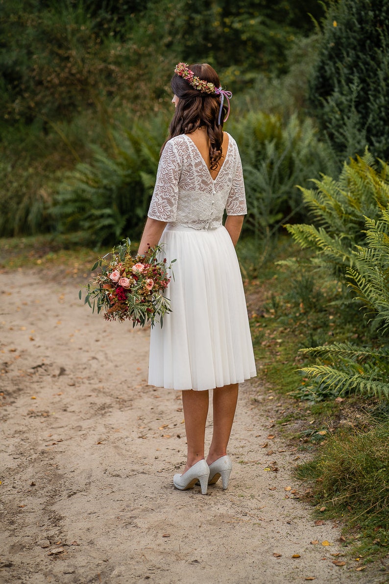 Tulle skirt, bridal skirt, wedding skirt, soft tulle skirt, skirt for registry office, ivory, knee length 4j mini image 3