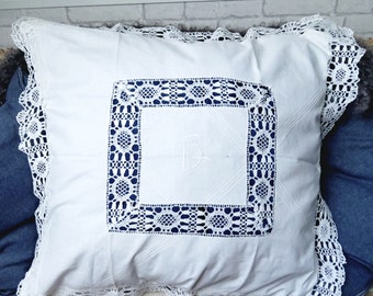 Hole Lace Richelieu Lace Pillow Covers Embroidery,White LEINEN Parade Pillow Ruffles