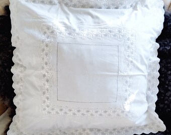 Hole Lace Richelieu Lace Pillow Covers Embroidery,White LEINEN Parade Pillow Ruffles