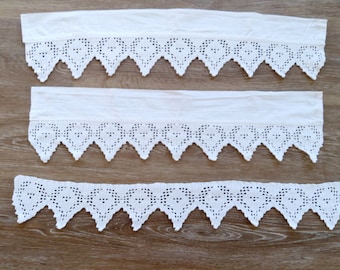 SET: Borders, Sweden handmade, romantic, crocheted lace, white