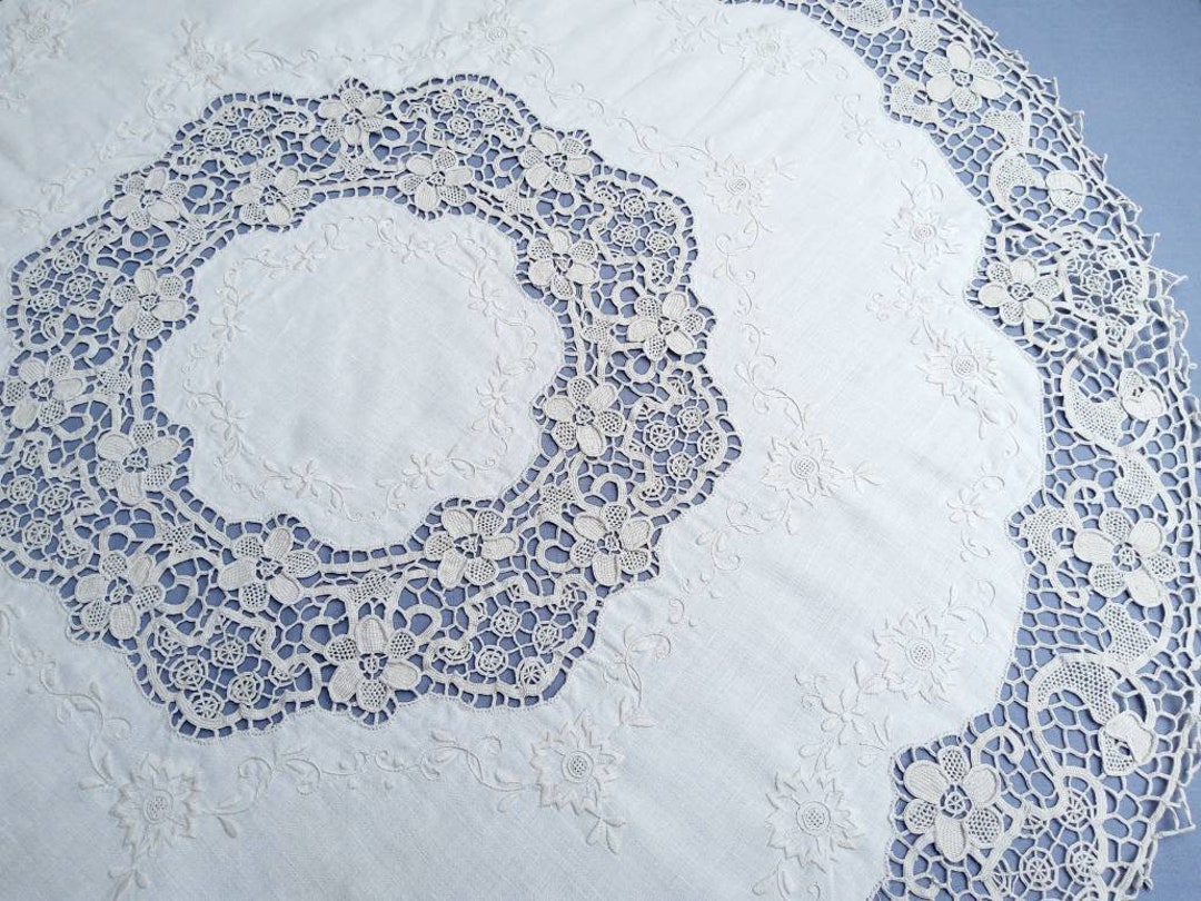 ANTIQUE Italian Needle Lace Needle Work Embroidered Etsy