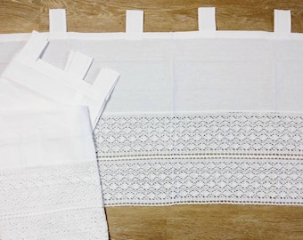 Country house bistro curtain, panel curtain, cotton bobbin lace, curtains/curtain, white