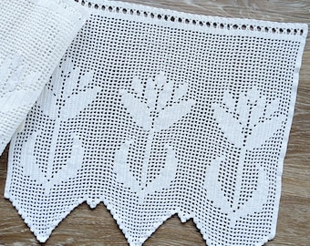 Floral filet crochet, bistro curtain, curtain, window decoration, lace curtain
