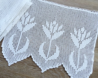 Floral filet crochet, bistro curtain, curtain, window decoration, lace curtain