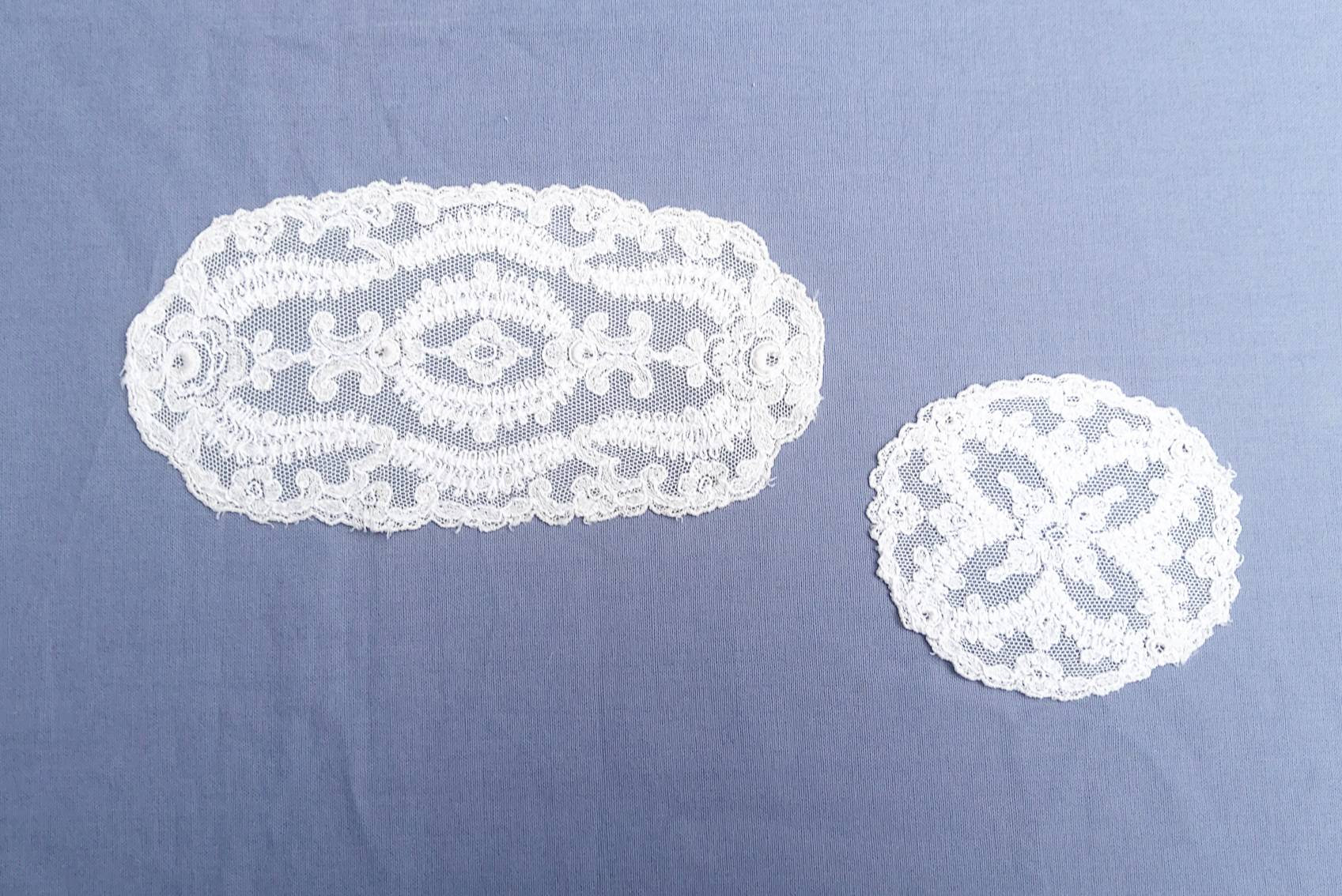 SET: französische Antik Spitzen Deckchenbestickt weiß | Etsy