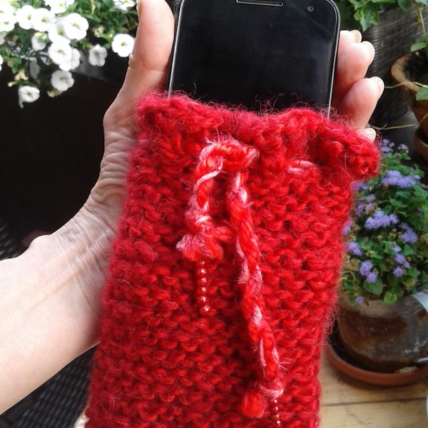 Handytasche/Hülle  Einzelstück gestrickt Alpaka/Seide und Wolle