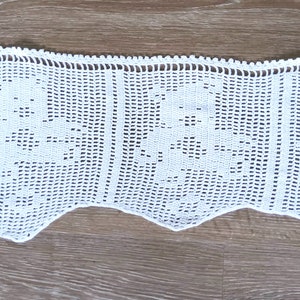crocheted lace bistro curtains, teddy bears