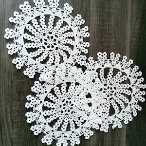 Set: 3 lace doilies, crochet lace, crochet doilies, Dolly&#39;s handicraft, white