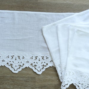 Antique country house bistro curtain, linen, cotton, lace, curtains/curtain, white