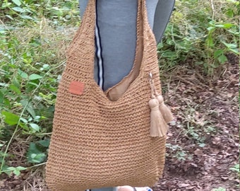 RAFFIA palm fiber, raffia bag crochet bag handbag natural handmade lined