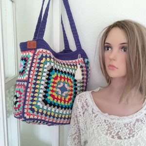 XXL Patchwork ,Granny Square, Häkeltasche, gross,Quasten, Handtasche, Handarbeit gehäkelt,bunt, Geschemk Mutter,Freundin