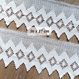 Landhaus:Schweden Handarbeit,Romben Muster,, gehäkelte Spitze,Bordüre, Bistro Gardinen/Vorhang,weiß