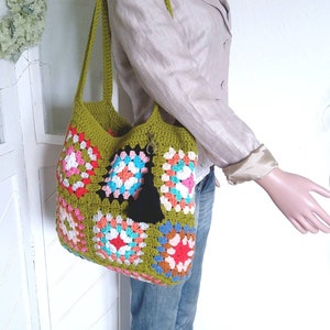 XL Patchwork ,Granny Square, Häkeltasche gross,Quasten, Handtasche, Handarbeit gehäkelt,bunt,Geschenk, Muttertag,Freundin