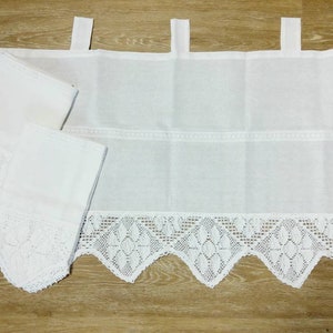 Curtain Bistro Curtain, bobbin lace border, white, window curtain