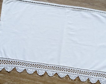 Rideau de bistro de maison de campagne, dentelle au crochet en coton, rideaux/rideau, blanc