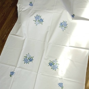Handmade, violet tablecloth, tablecloth, cotton embroidered, blue, white