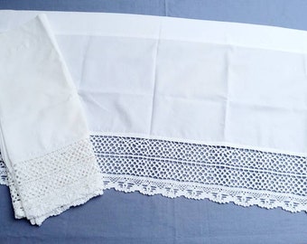 Rideau de bistro de maison de campagne, dentelle au crochet en coton, rideaux/rideau, blanc