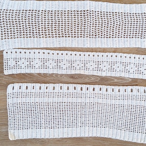 SET:Handmade, romantic, crocheted lace fine bistro curtains/curtain, white