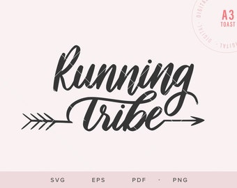 Running Tribe Handlettered SVG, Silhouette SVG Files for Cricut, Running Fitness Digital Clipart Svg Cricut Quote Cut Files, Handlettering