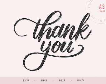 Thank you, SVG Cut File, Digital File, Digital Sticker, Silhouette SVG, Cricut, Digital Scrapbook, Digital Stickers, Quote SVG, Handlettered